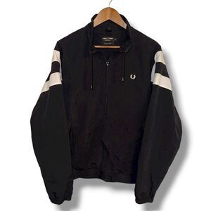 Fred Perry Black Nylon Performance Full-Zip Track Jacket Sz M